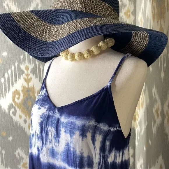 RAVIYA Navy Tie-Dye Hi-lo Cover-up Maxi Dress - LG - Picture 2 of 16